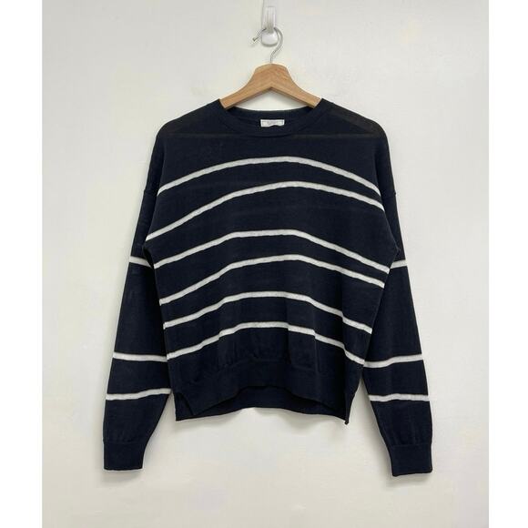 Peserico Linen-Blend Luxury Italy Asymmetric Metallic Stripe Sweater Size 38/XS - Picture 1 of 12